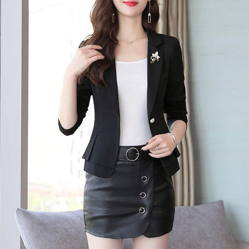 Blazer lengan panjang wanita, kardigan kancing jalanan gaya Korea elegan Semua cocok Musim semi musim gugur