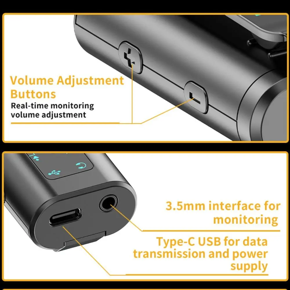 Plug-and-play Internal Recording Sound Card Clip on Classic Black Recording Sound Card ABS Convenient To Carry