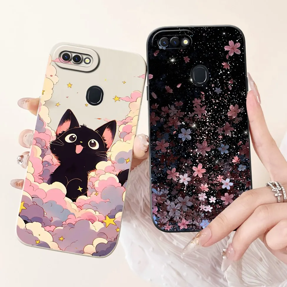 ل Realme 2 حافظة سيليكون لطيف القط موضة الفراشة الزهور الحب مضحك رسمت غطاء ل Real me 2 جراب هاتف RMX1805 RMX1809
