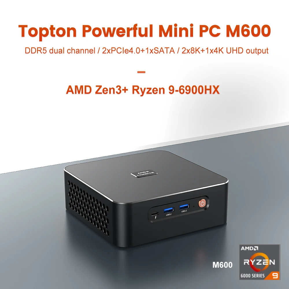 كمبيوتر ألعاب صغير من Morefine M600 AMD Rzyen 9 7940HS 7 7840HS 2xDDR5 2xPCIe4.0 2x2.5G LAN Windows 11 NUC كمبيوتر مكتبي صغير WiFi6