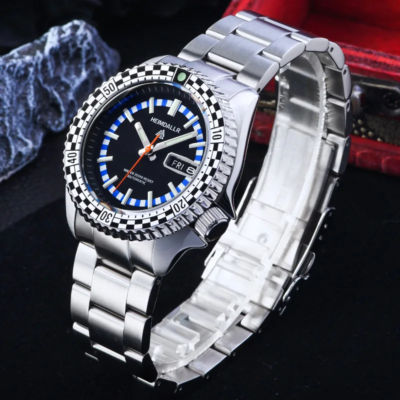 

Heimdallr Men Mechanical Watch316L Stainless steel Sapphire crystal C3 Super luminous 20Bar Waterpoof Men Wristwatch Diver watch