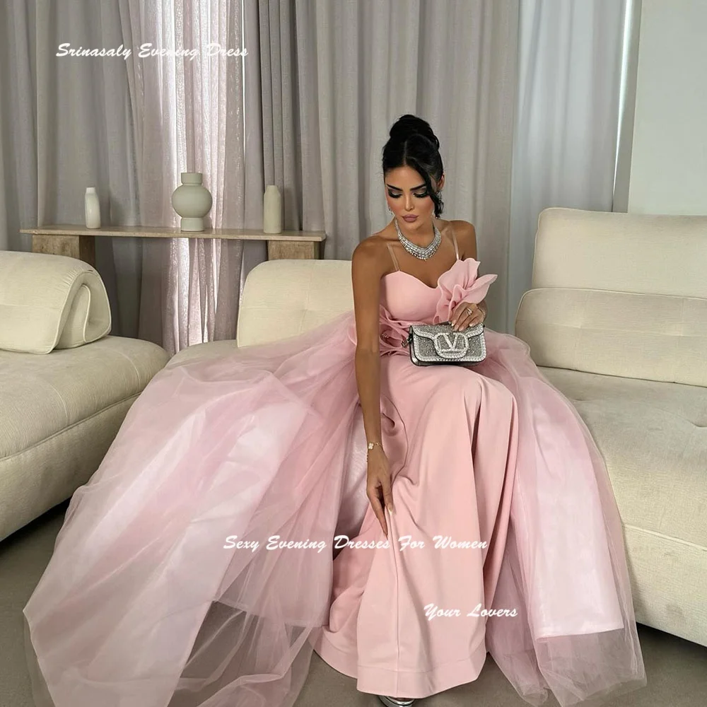 Robes de soirée formelles en Tulle, personnalisées, à fleurs roses, pour femmes Sexy, sans bretelles, robe de bal de Cocktail