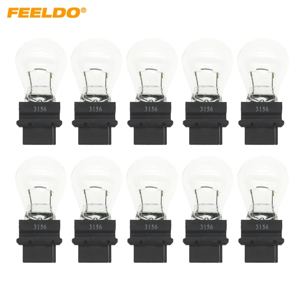 10pcs DC12V Car 3156 21W Clear Glass Lamp Brake Light Tail Bulb Car Indicator Headlight Halogen Lamp