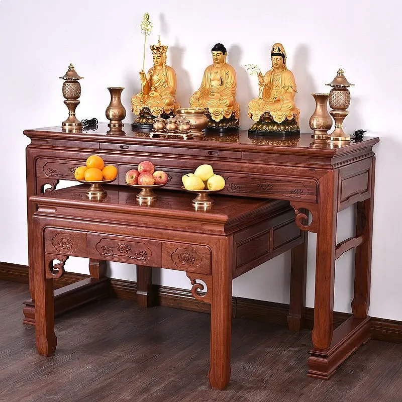 BJ Rosewood Solid Wood Chinese Ancestral Altar Table Home Buddha Shrine Worship Incense Stand