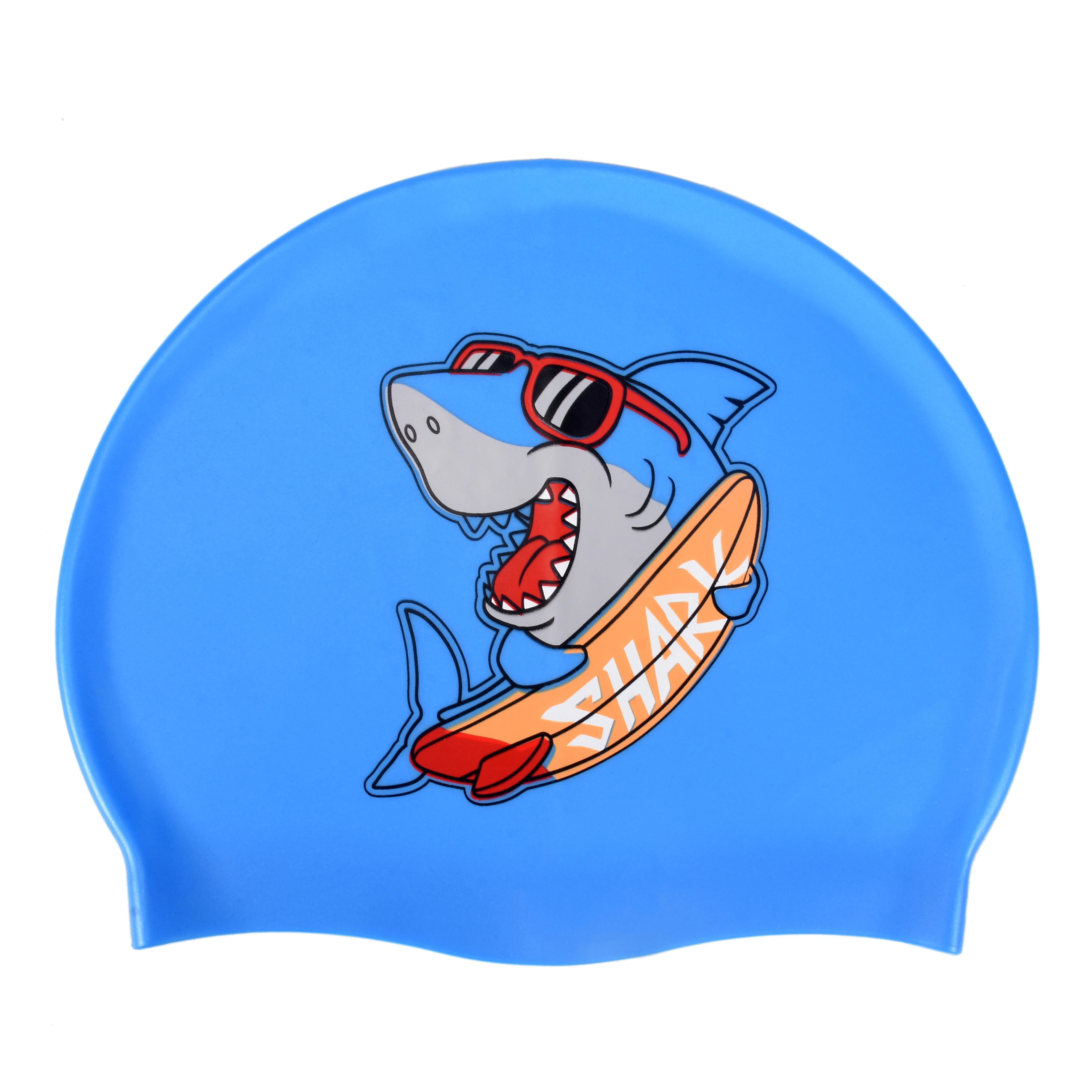 Kinder-Badekappe, niedliche Cartoon-Badekappe aus elastischem Silikon für Jungen und Mädchen, Schwimmausrüstung für langes Haar, wasserdichte Badekappe mit Ohrenschutz – Detail 7