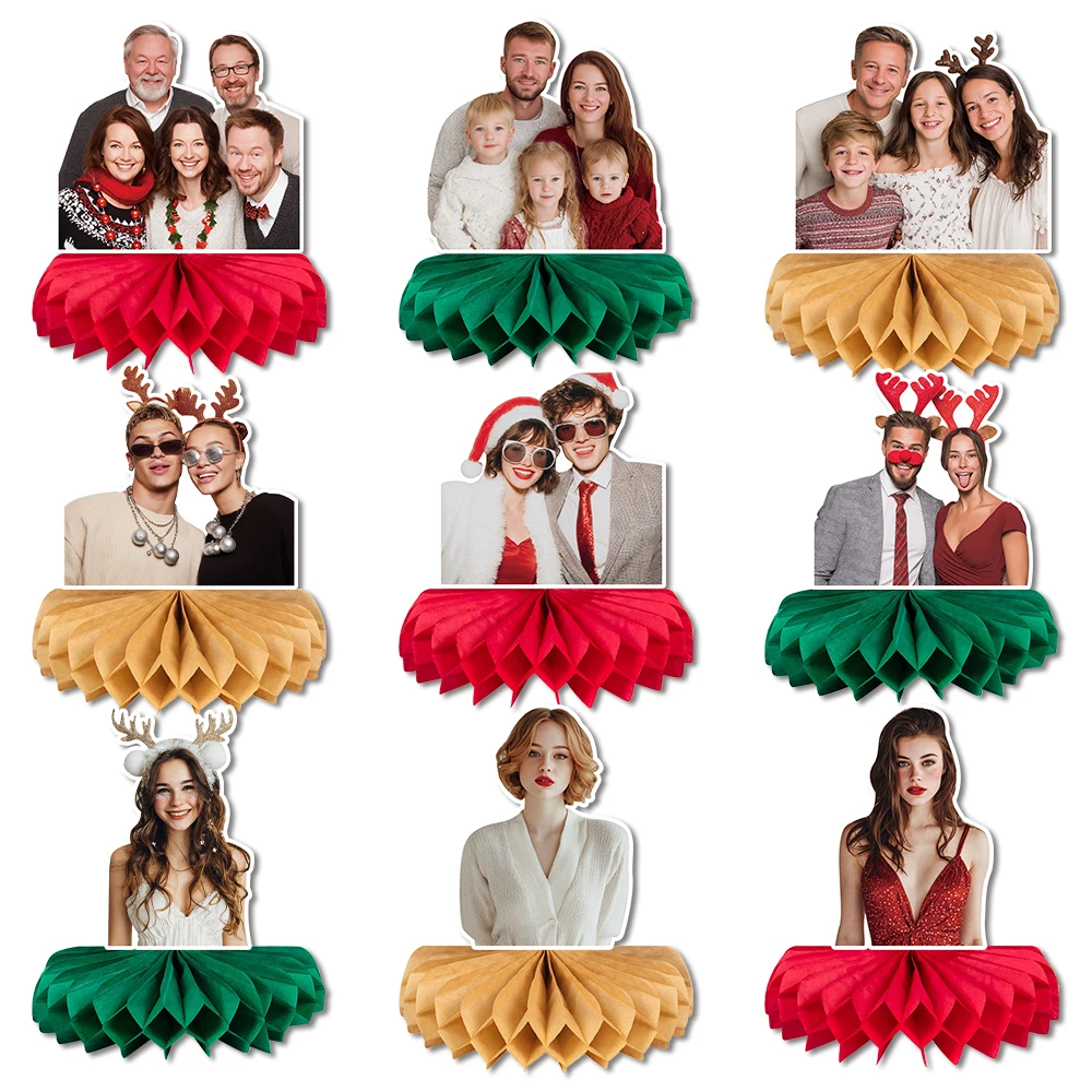 Maßgeschneiderte Weihnachtsfeier-Gruppenfoto-Waben-Dekorationsschmuck, Party-Desktop-Dekorationsschmuck