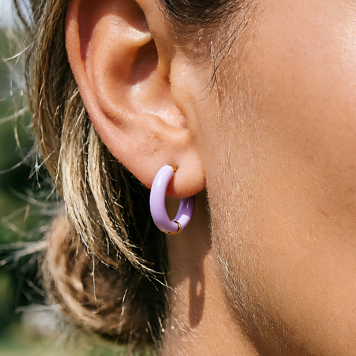 Color Enamel Huggie Hoop Earrings Stainless Steel Cute Sweet Pastel Color Click Clasp Ear Hoops Fashion Daily Gift Ear Jewelry