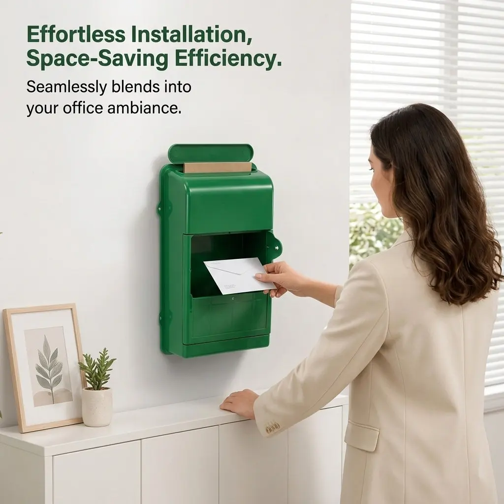 Large Capacity Wall Mounted Rainproof Mailbox Lockable Key Drop Box Office Home Outdoor Green Suggestion Complaint Box