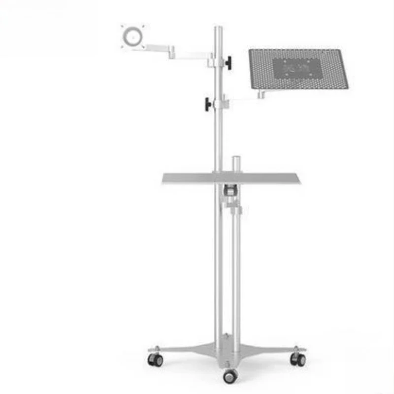 Rotary standing office computer monitor notebook keyboard integrated floor bracket