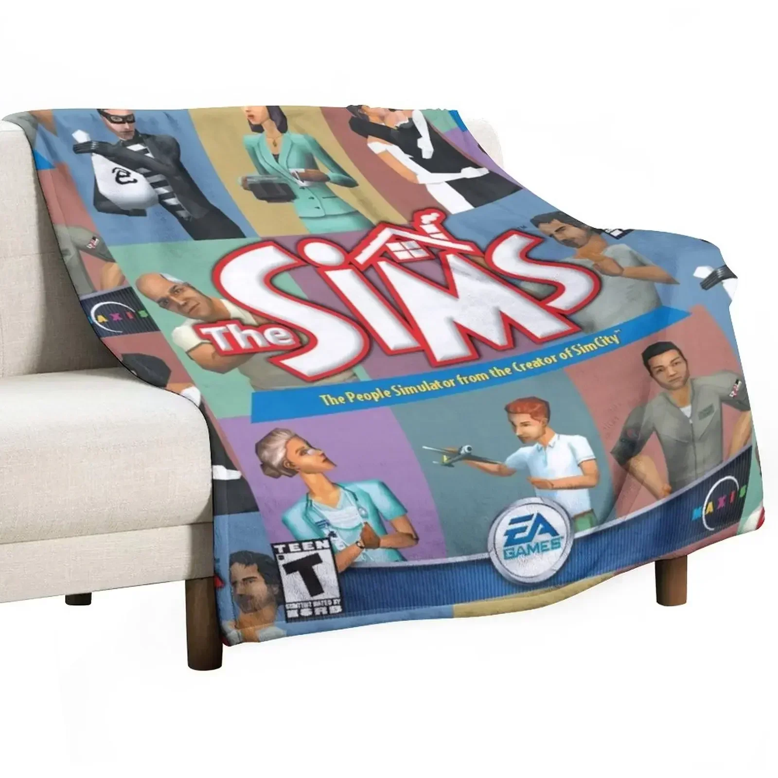 Sims 1 Box Art Throw Blanket Decorative Throw Plaid on the sofa Luxury St Plaid halloween Giant Sofa Blankets