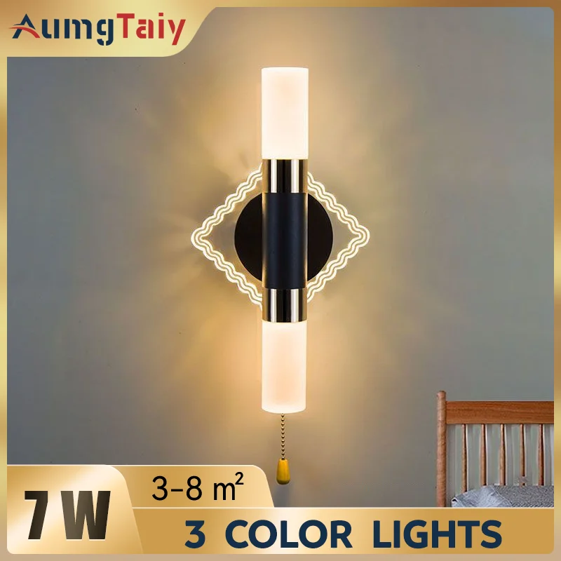 Modern Wall Sconce Lights for Hotel Bathroom Mirror Lights With Switch Acrylic Chrome Black Decoration Lighting Fixtures