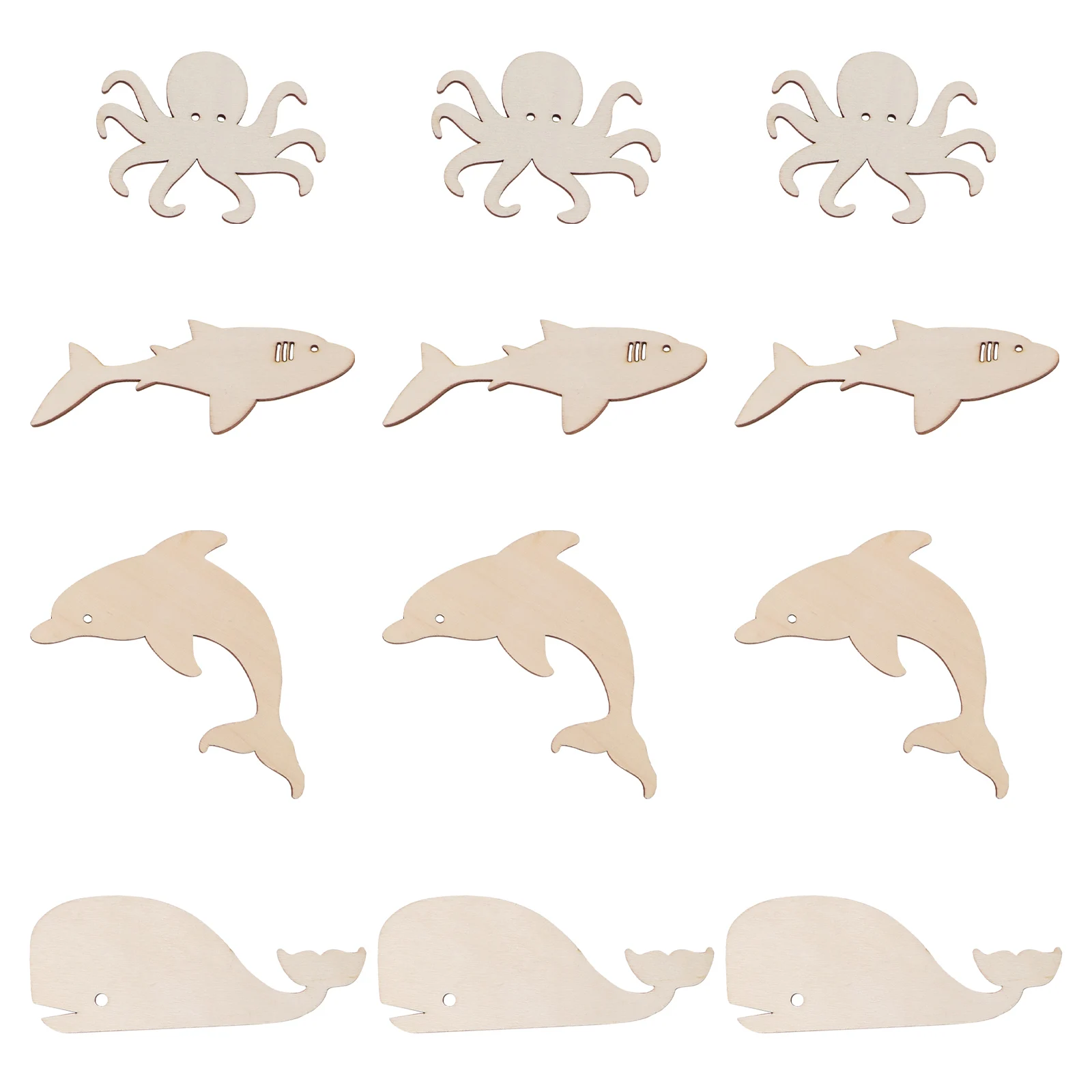 

24pcs Ocean Animals Wood Cutout Slices Unfinished For Diy Painting Decoration Craft Art Project Wood Slice Handmade Ornament For