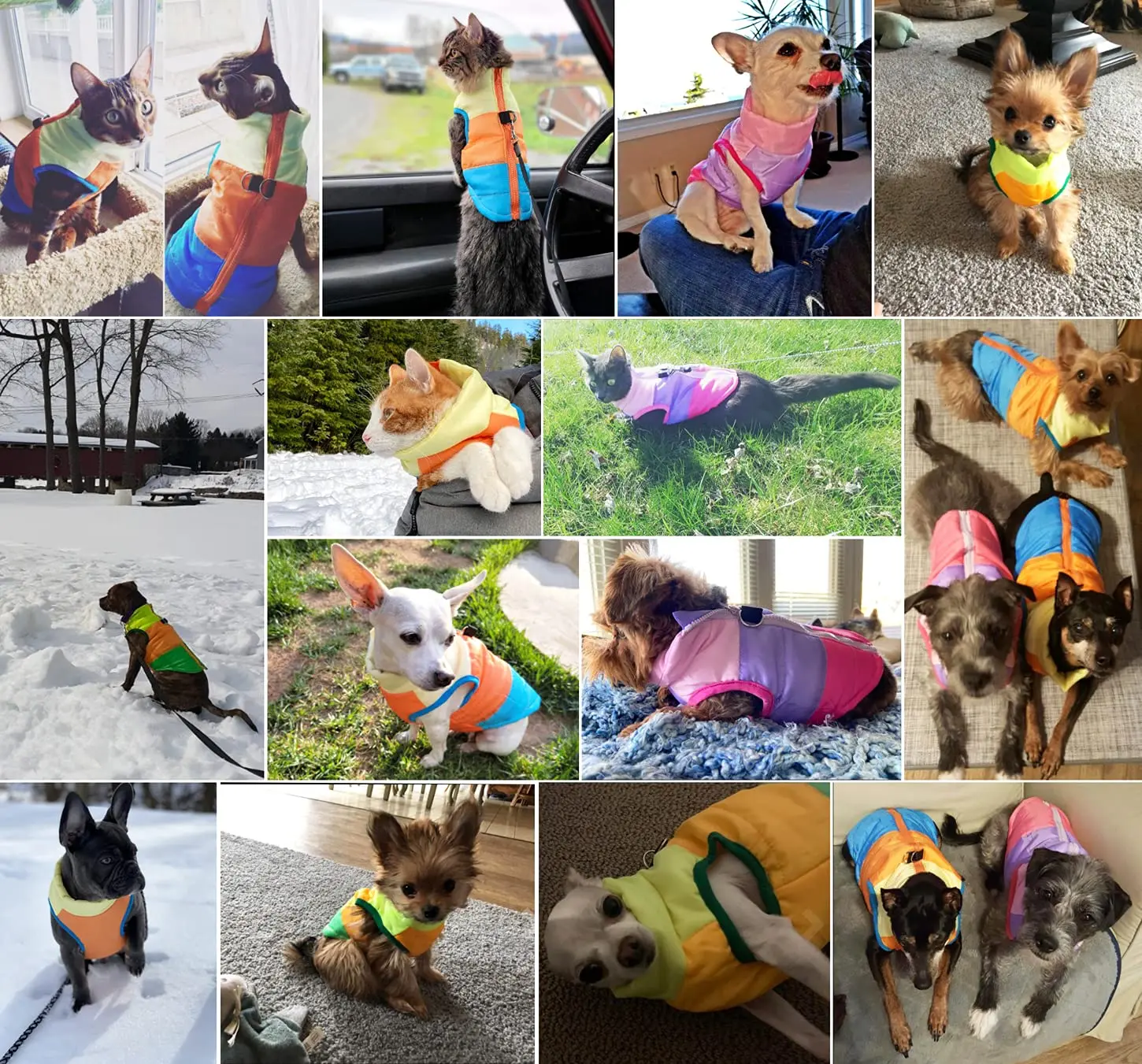 Pet Dog Cat Coat with Leash Anchor Color Patchwork Padded Puppy Vest Jacket XS S M L, Customized