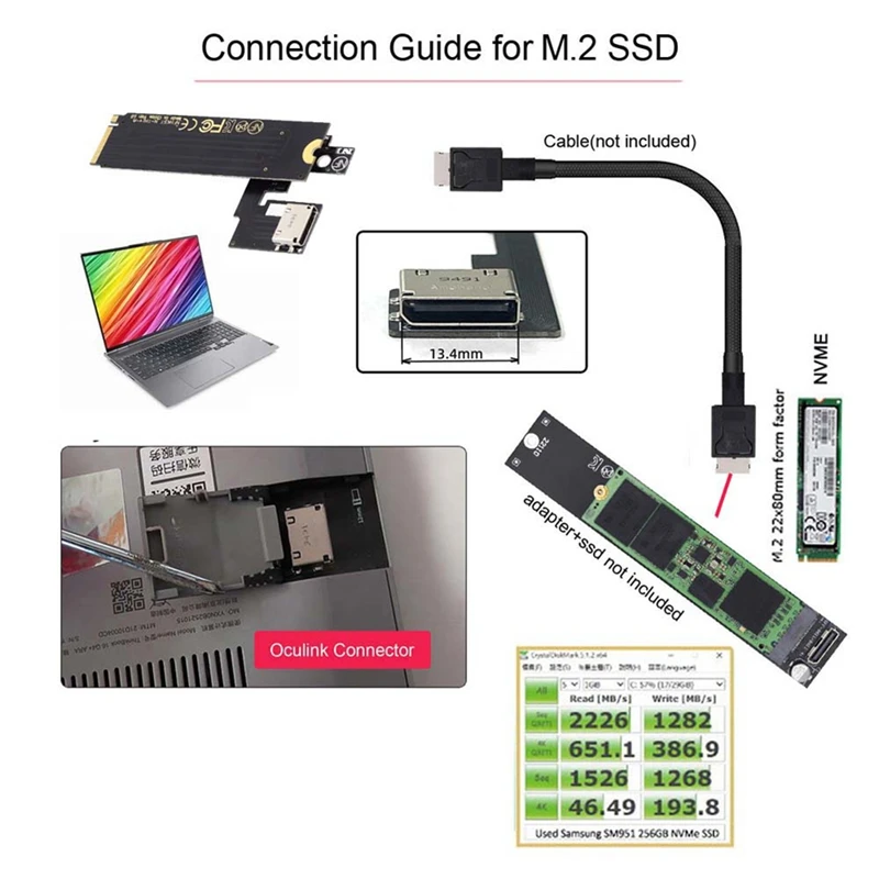 New!!PCI-E 3.0 M.2 M-Key To Oculink SFF-8612 SFF-8611 Host Adapter For Thinkbook 14+ External Graphics Card And SSD