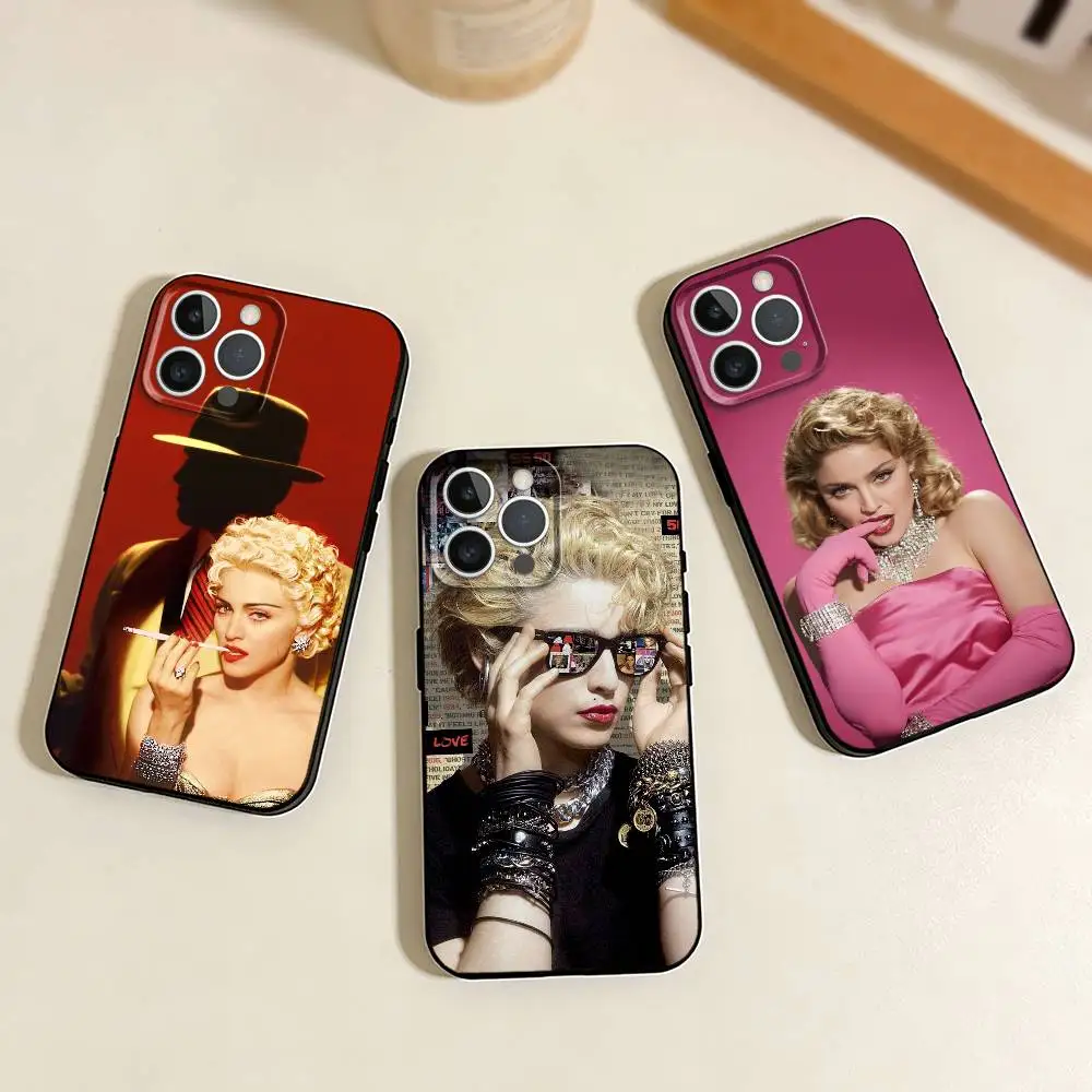 

Q-Queen of Pop M-Madonna Phone Case For iPhone 17,16,15,14,13,12,11 Plus,Pro Max,XS,Soft Silicone Black Cover