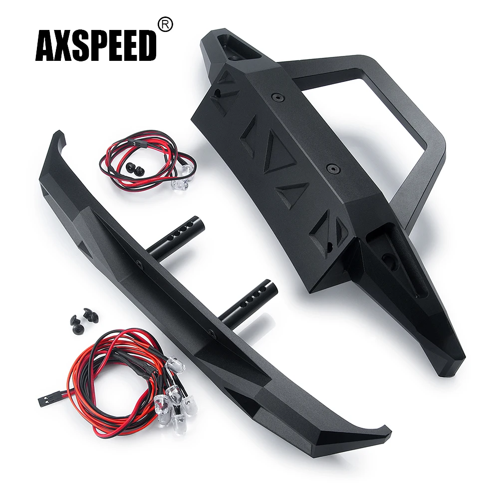 AXSPEED Metall-Stoßstange vorne und hinten mit LED-Licht für Axial SCX6 AXI05000 Wrangler AXI05001 Trail Honcho 1/6 RC Crawler Car Truck