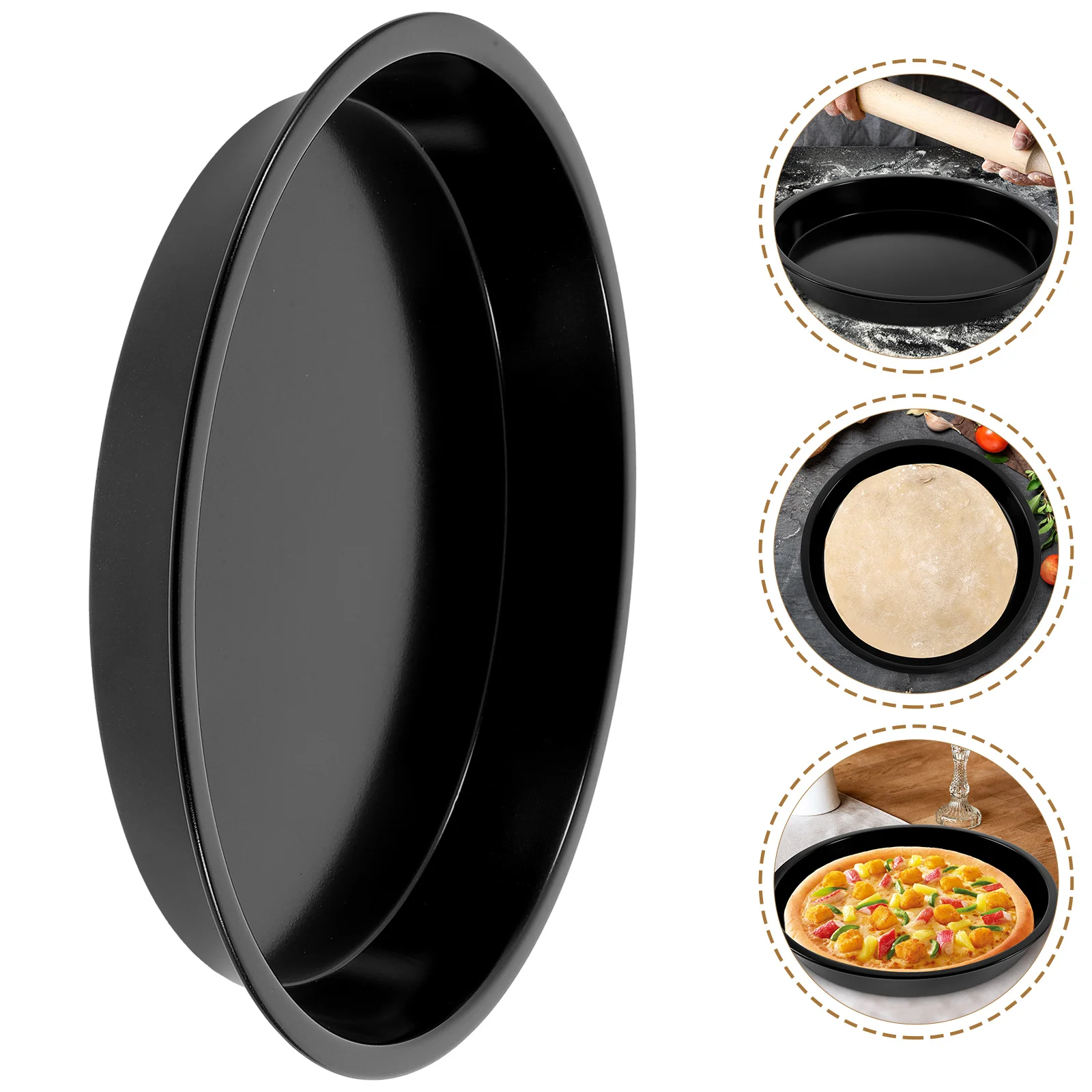 8 Inches Non-Stick Pizza Pan Household Cake Bottom Baking Pan Cake Mold Round Gold Carbon Steel Baking Pan Outer Diameter 22cm