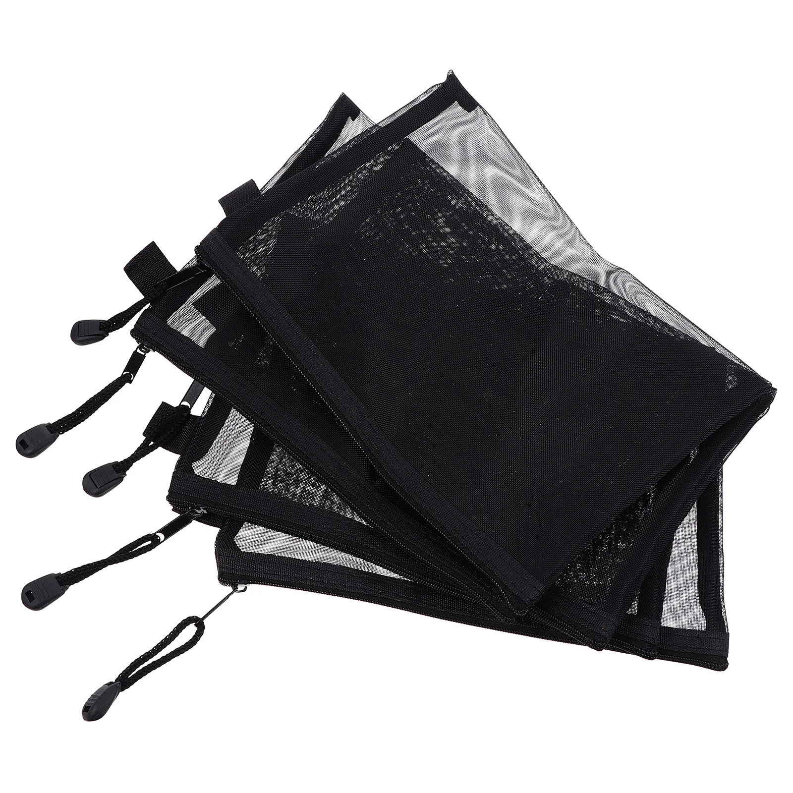 10 Pcs Makeup Bags Mesh Zipper Wash Toiletry Black Pencil Pouch Cosmetics Travel