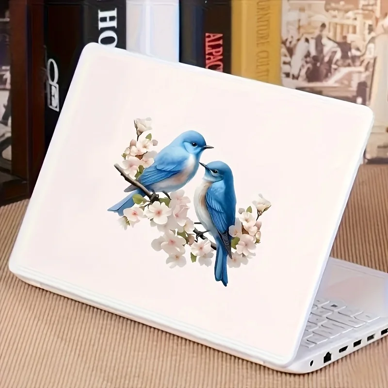 

Cute Blue Bird Cherry Blossom Waterproof Vinyl Sticker, Nature Art Decal for Car, Laptop, Water Bottle and Daily Decor