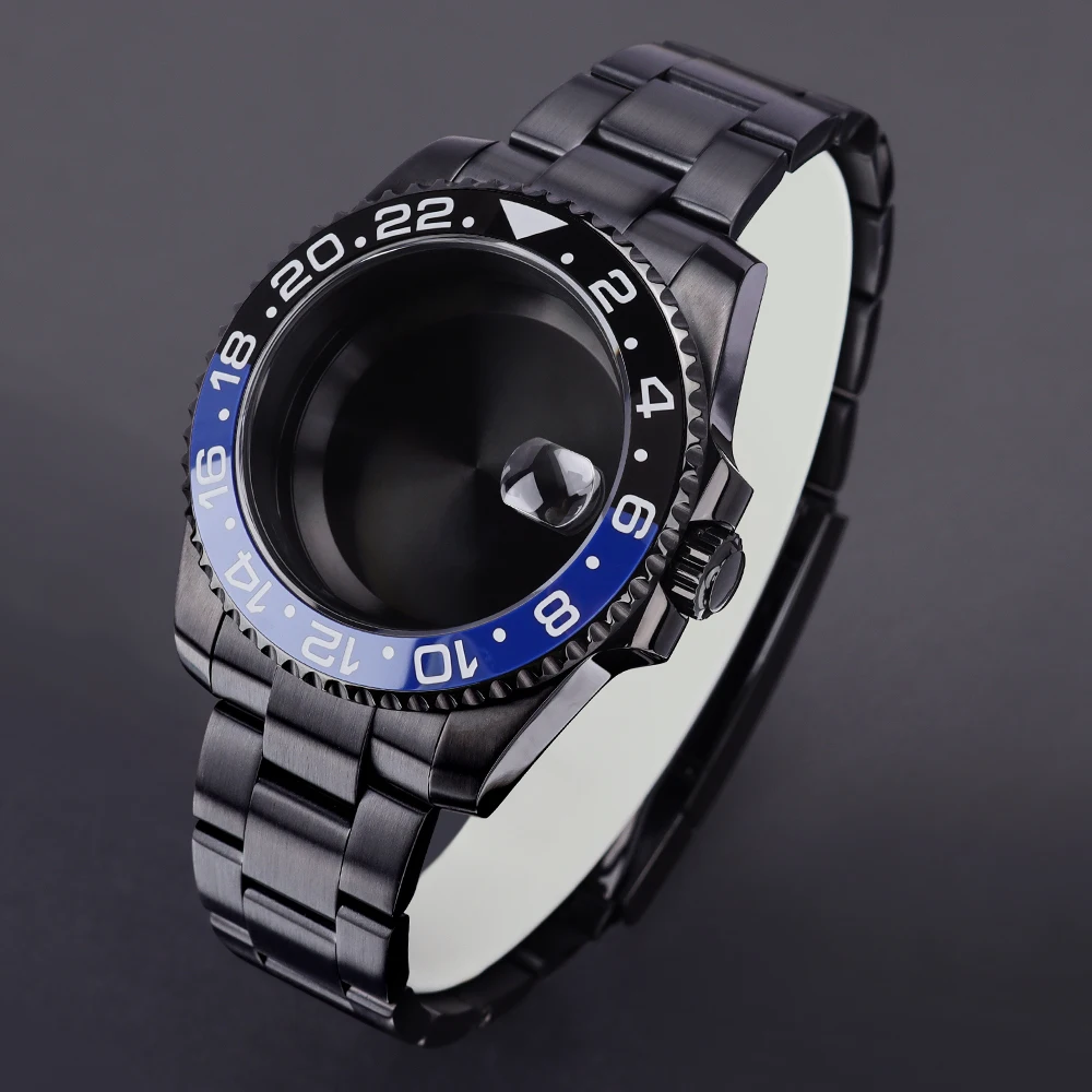 

NH35 40MM SUB GMT Black Blue Ceramic Insert Watch Case For NH35 NH36 Miyota 8215 Eta 2824 Movement Oyster bands Water Resistanst
