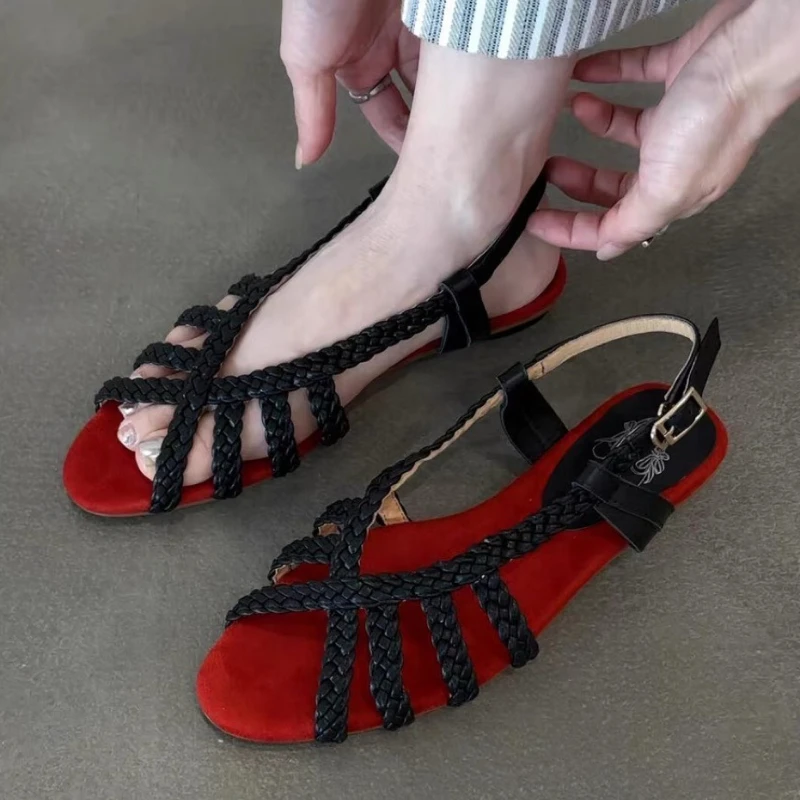 

Сексуальные римские сандалии с открытым носком, женские модные тканые летние дизайнерские туфли на платформе, удобная праздничная пляжная повседневная обувь, женская обувь