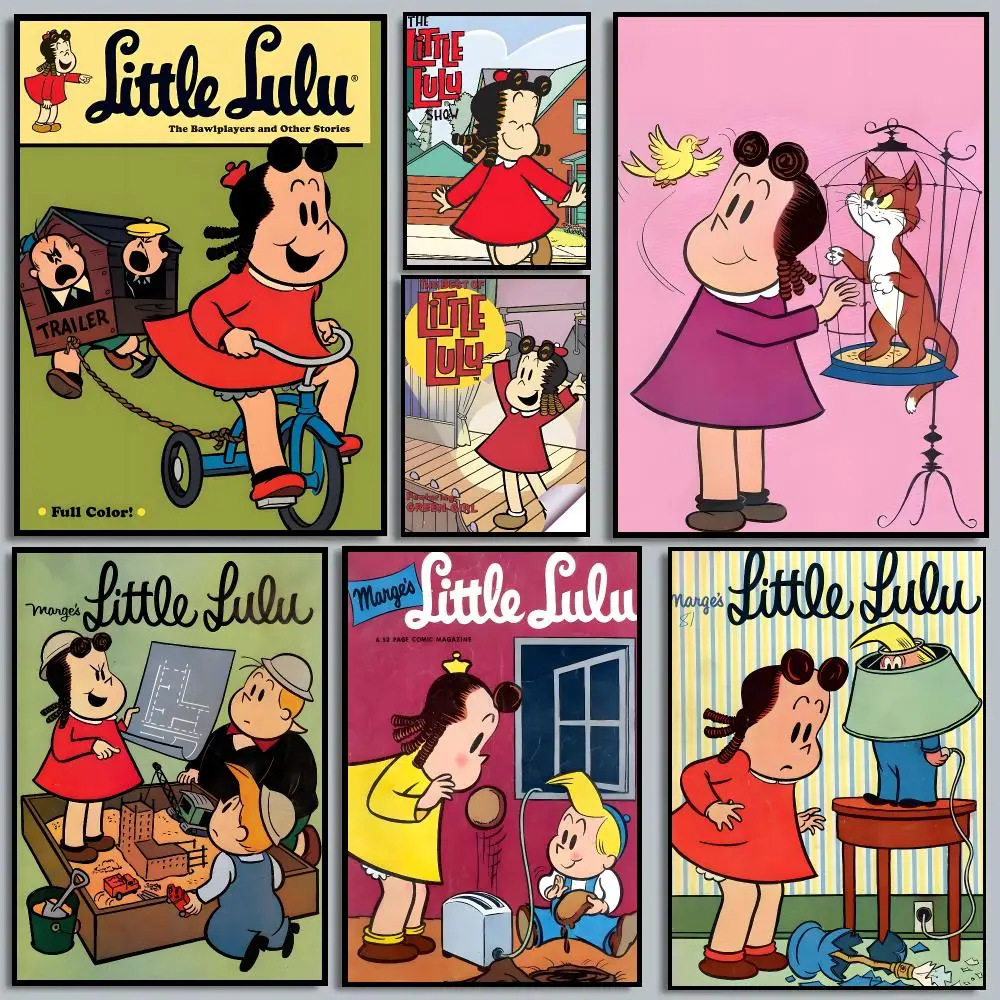 1pc Funny Anime The L-Little Lulu Show Poster HD Waterproof Self-Adhesive For Living Room Gift Bedroom Hallway Wall Decor