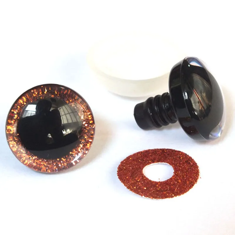 20 Stück 9–40 mm 3D-Sicherheitsspielzeugaugen + glitzernde Vliesstoffe – können Größe und Farbe wählen – Detail 3