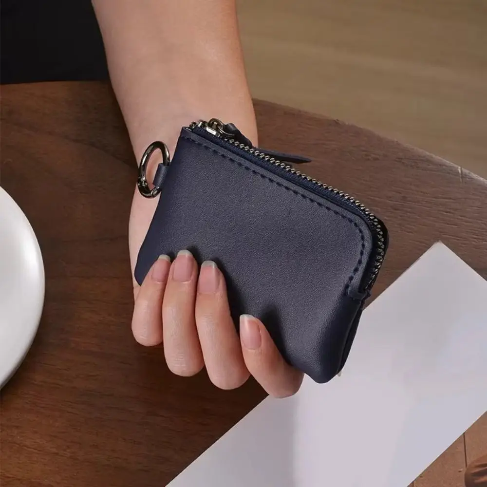 Multi Purpose PU Hanging Neck Wallets Soft with Keychain Key Holder Purse Retro Lightweight Credit Card Bag Shopping