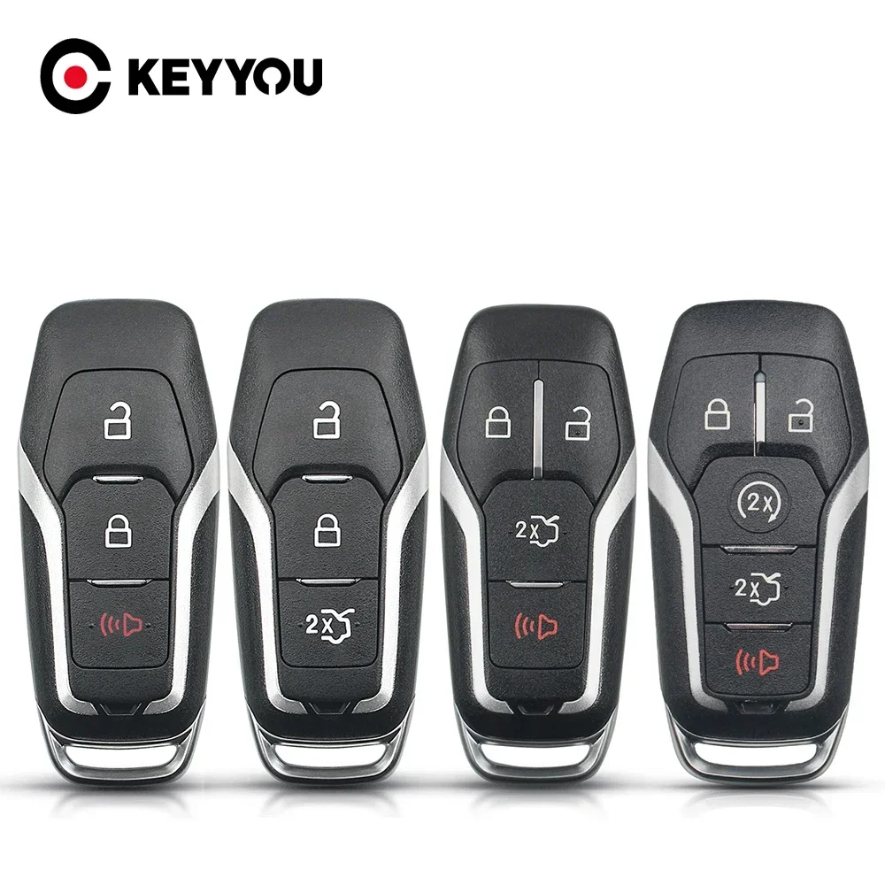 KEYYOU Remote Smart Car Key Case For 2015 2016 2017 Ford F-150 Explorer Edge Mustang Fusion 3/4/5 Buttons