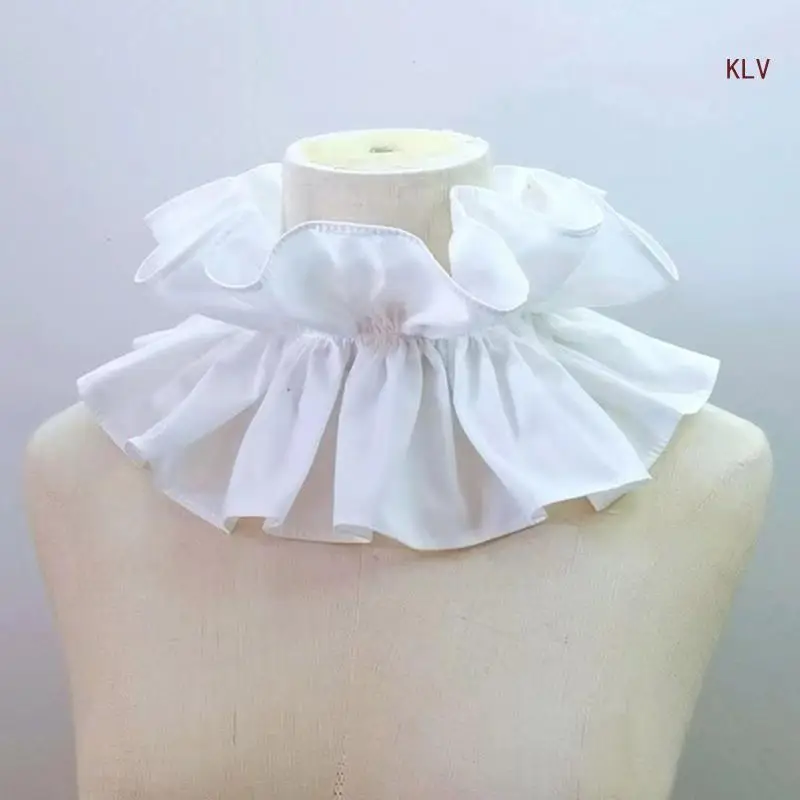 

Court Ruffled Collar Girls Clothes Victorian Collar Lapel Medieval Cosplay Victorian Ruffled Shawl Collar