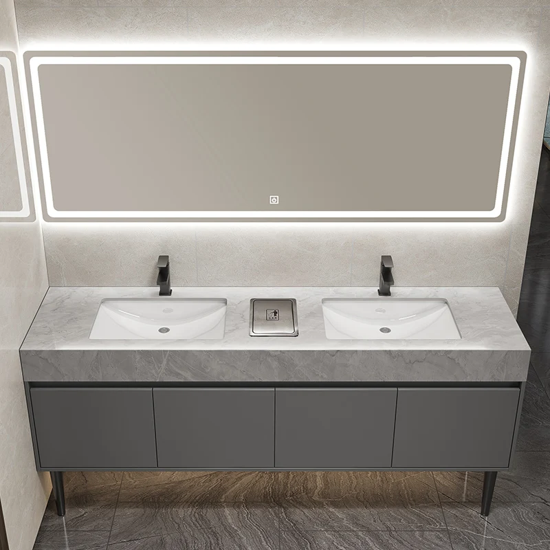 Bathroom Cabinets Wash with Lamp Bathroom Armoire Design Vanity Narrow Toiletries ​​Plywood​​ Furniture Gabinete De Baño MH