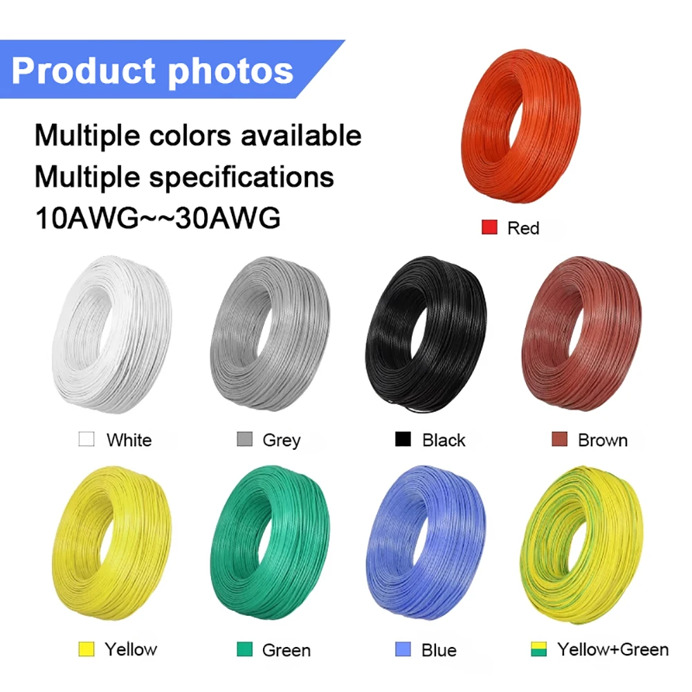 2/10M UL3135 Wire Silicone Insulation Tinned Copper 30 28 26 24 22 20 18 16 14 12 10 AWG High Temperature Resistant Cable Line