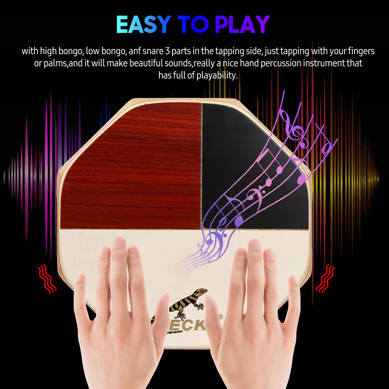Cajon GECKO SD6 Cajon Hand Drum Cajon Drum Percussion Instrument with Carrying Bag Portable for Travel Camping portable box drum