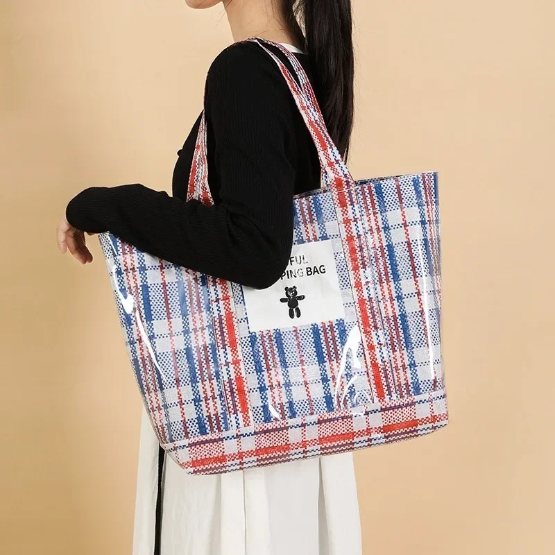 

Женская большая вместительная сумка для хранения в сетку, новая модная тенденция, универсальные повседневные сумки-тоут на одно плечо