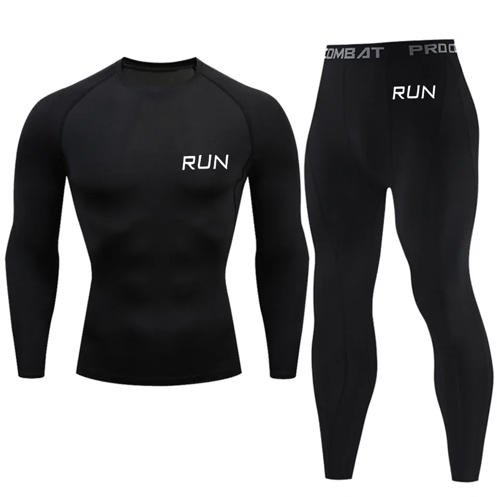 

Men's Tight-Fitting Outfit with Minimalist RUN Print, Wear-Resistant & Highly Elastic, Ideal for Gym Shaping Workouts