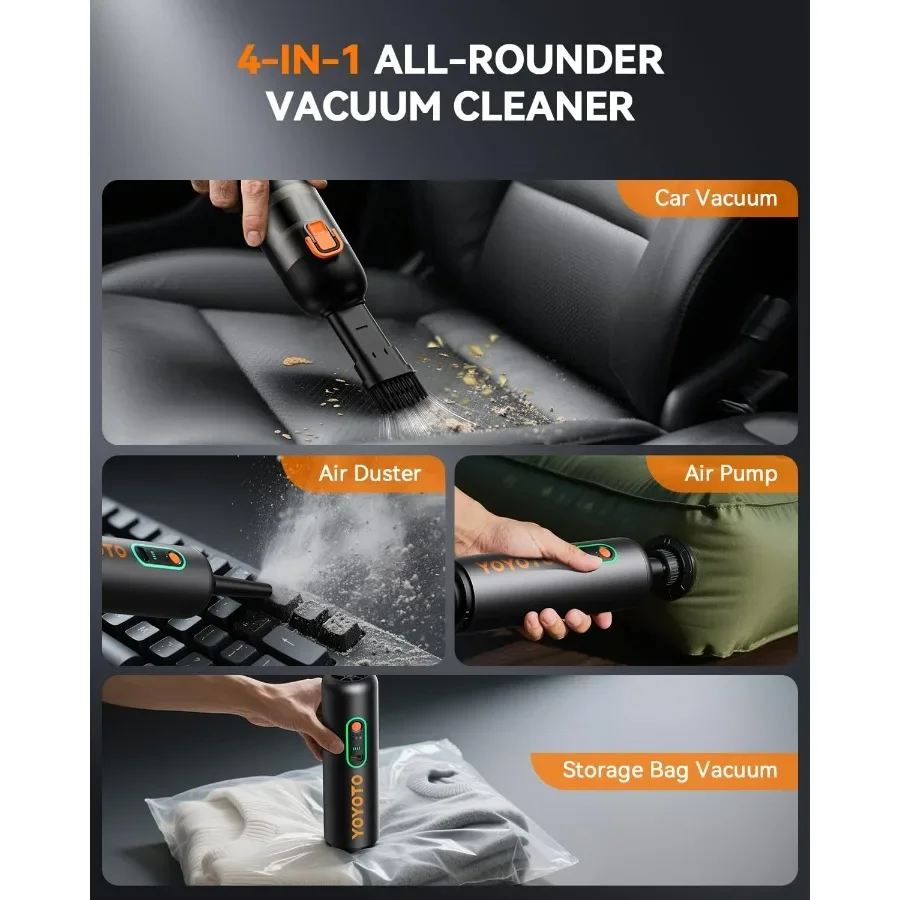 Car Vacuum, Handheld Vacuum Cordless with 21000Pa Powerful Suction & 3 Modes, 4-in-1 Portable Hand Held Mini Vacuum Cleaner Rech