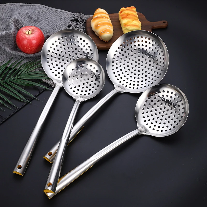 Thickened Stainless Steel Large Colander Filter Spoon Household Noodles Strainer Skimmer Oil Separator Kitchen Gadgets