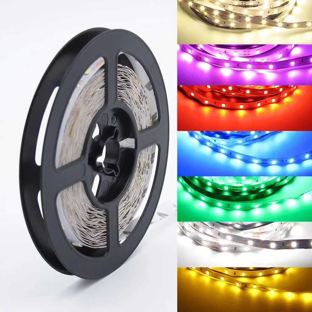 5M 300LEDs LED Strip 2835 DC12V 60LEDs/m Home Lamp Strip Red Blue Green Yellow RGB LED Tape Flexible and Cuttable Soft Lamp Bar