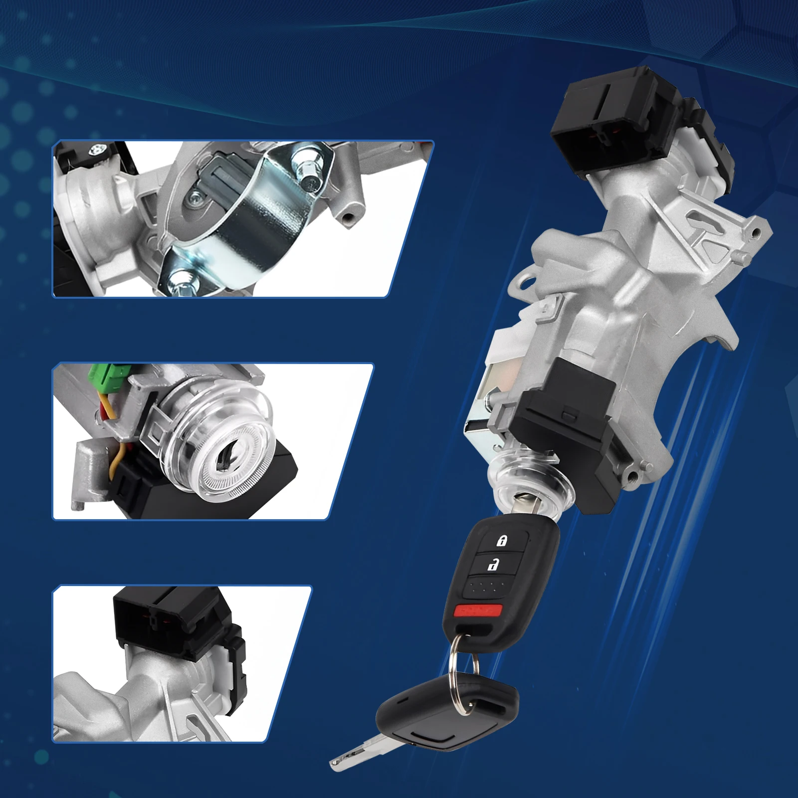 مفتاح اسطوانة قفل الإشعال، قفل الإشعال مع مفتاحين عن بعد لهوندا أكورد 2013 2014 2015 2016 2017 2.0L 2.4L 3.5L