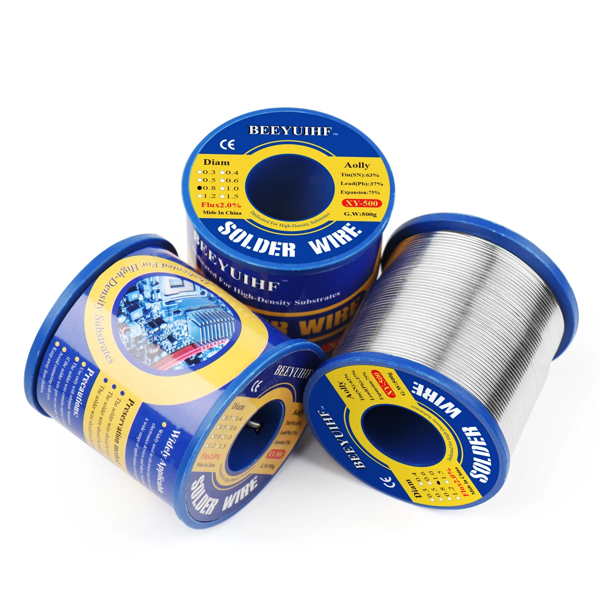 500g Solder Wire Tin 63/37 Rosin Core Welding Reel Soldering Wire Roll No-clean Flux 2.0% 0.5/0.6/0.8/1.0/1.2/1.5/2.0mm DIY