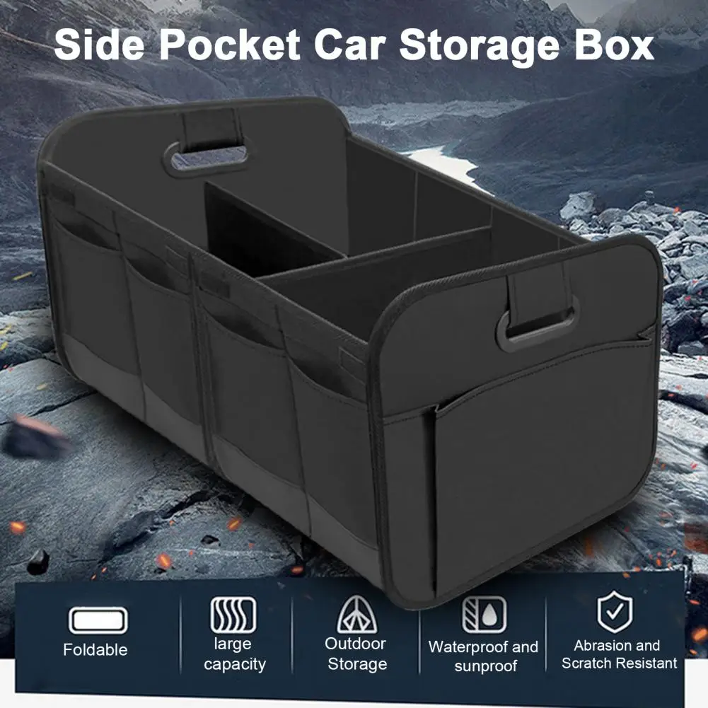 

600d Oxford Cloth Car Storage Box Multi-compartment Folding Car Trunk Organizer Spacious Anti-slip Waterproof Storage for Auto