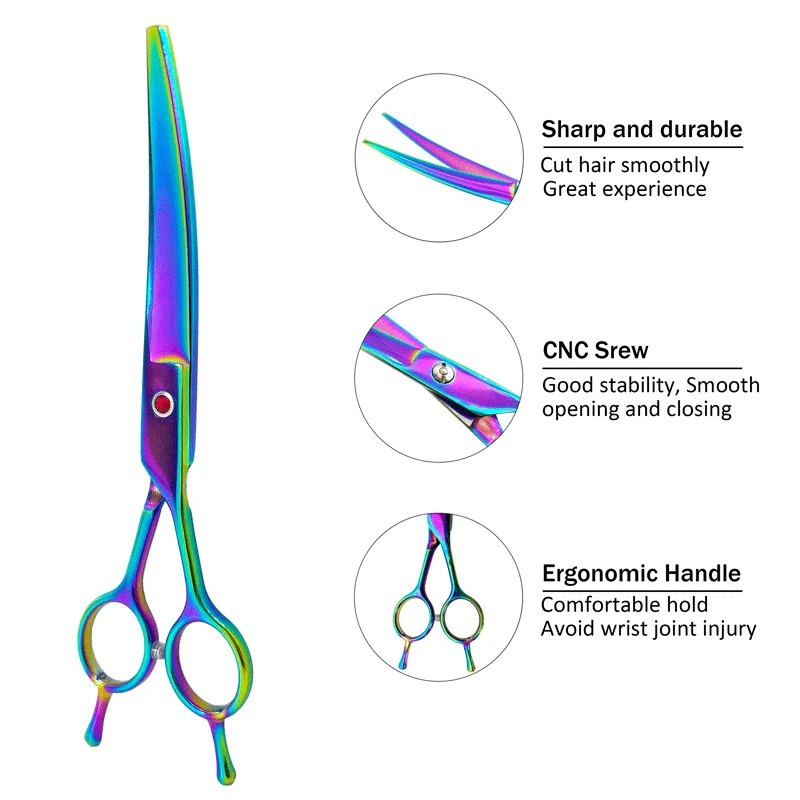 6，7，8.5 inch Dog Scissors Professional Bending Pet Grooming Scissors， Animal Scissors