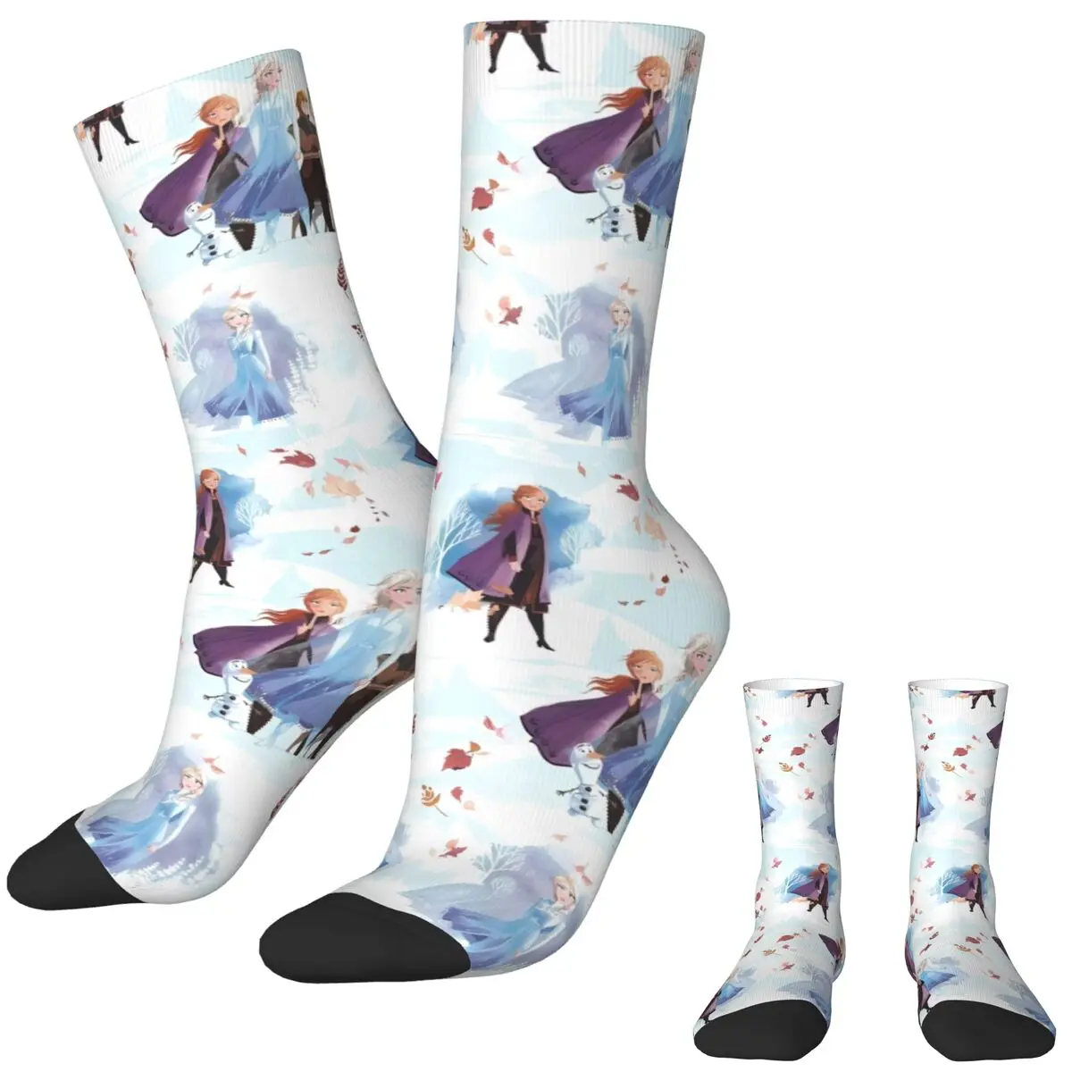 Frozen Elsa Sisters Medias Diseño Calcetines divertidos Calcetines antideslizantes de invierno Hombres Ciclismo Calcetines de alta calidad