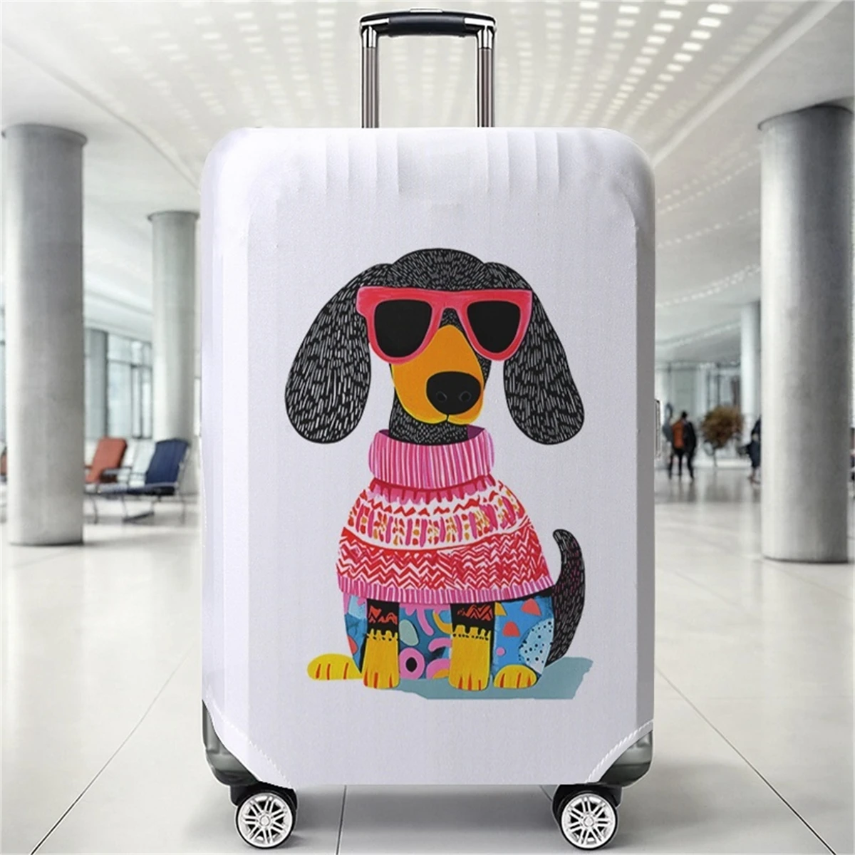 

Защитный чехол для багажа с рисунком собаки, подходит для багажных чехлов размером 18-32 дюйма, перчатки для ручки багажной сумки, дорожные аксессуары.