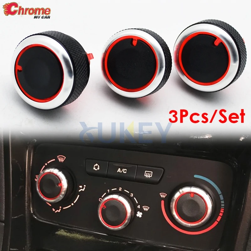 

3pcs For PEUGEOT 307 CITROEN C-TRIOMPHE Car Aluminium Air Condition AC Heater Climate Control Switch knobs Dials Buttons Styling