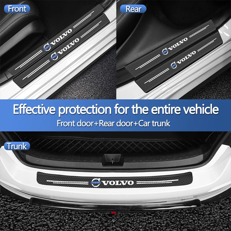 Car Threshold Strip Anti-Scratch Door Sill Protect Accessories For Volvo XC60 V50 V70 S90 XC40 S80 T6 V90 EX30 EX90 EM90 C40 S40