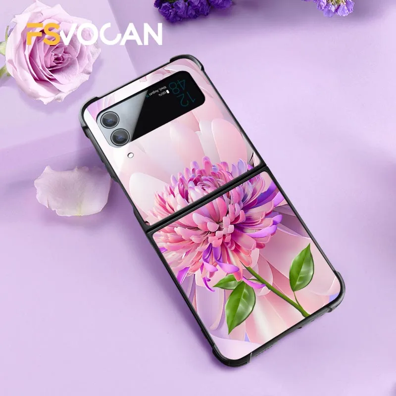 Botanical Garden Flower For Samsung Galaxy Z Flip6 3 5G Flip 4 5 Sunflower Glimmer Summer Phone Case For Z Flip4 Flip 3 6 Daisy