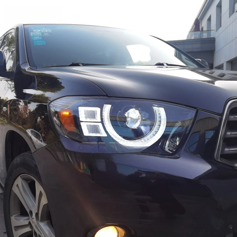 Suitable for 2009-2011 Toyota Highlander headlight modification, Defender-style LED daytime running lights, flowing turn signal