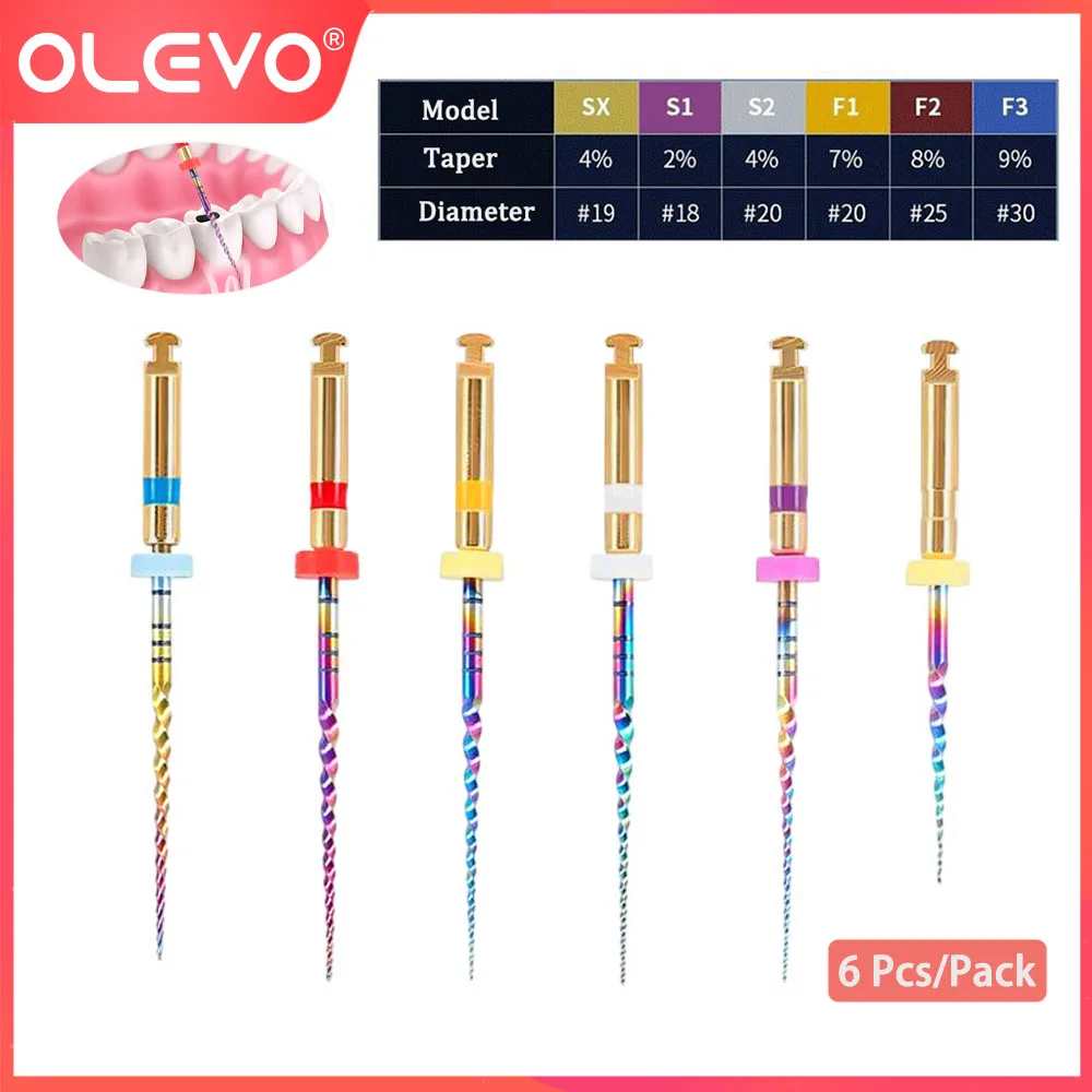 6 Pcs/Pack Dental Rainbow Files SX-F3 Thermal Activation Rotary Super Endo Root Canal File Engine Use Dentist Teeth Cleaning