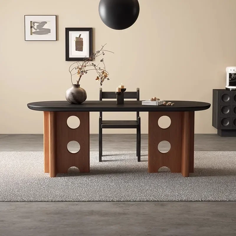 for Medieval Style Solid Wood Dining Table Modern Household Small Apartment Designer Retro Art Desk
